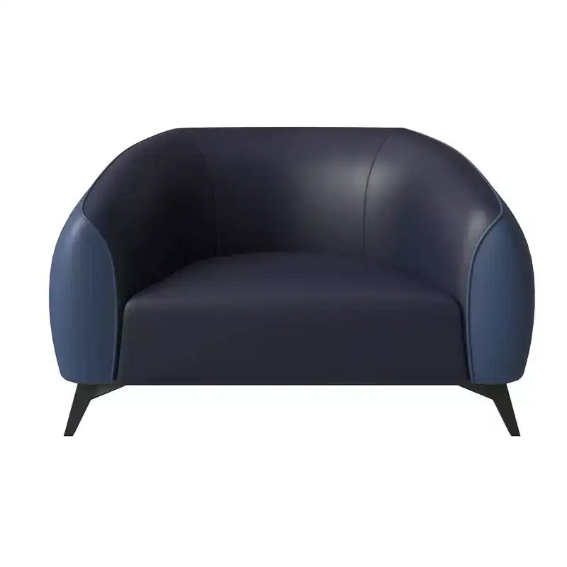 Fauteuil accent en cuir une place avec pieds en acier inoxydable, noir/blanc
