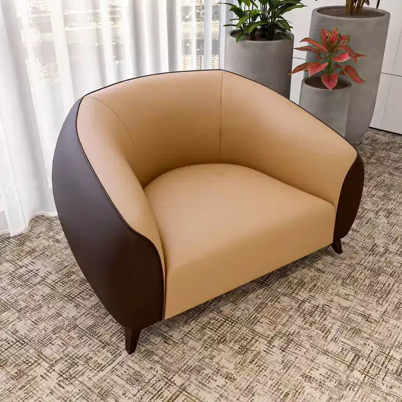 Fauteuil accent en cuir une place avec pieds en acier inoxydable, noir/blanc