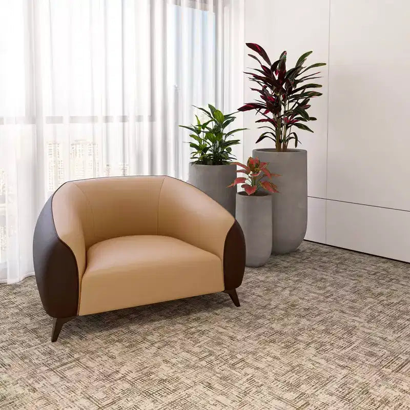 Fauteuil accent en cuir une place avec pieds en acier inoxydable, noir/blanc