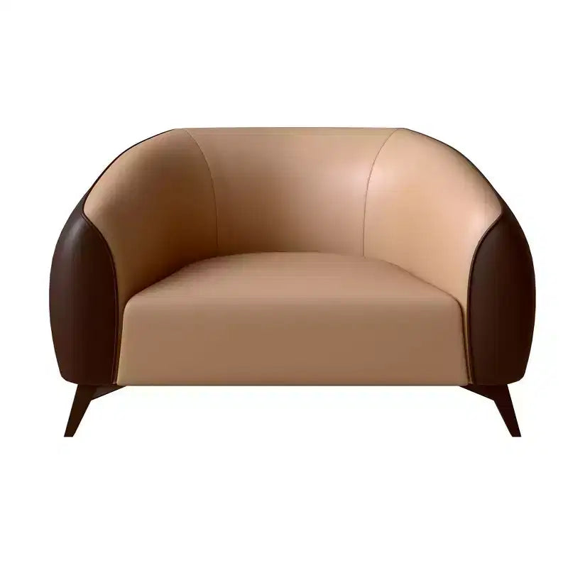 Fauteuil accent en cuir une place avec pieds en acier inoxydable, noir/blanc