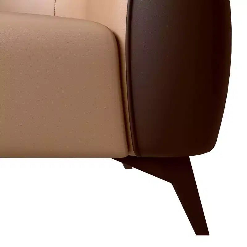 Fauteuil accent en cuir une place avec pieds en acier inoxydable, noir/blanc