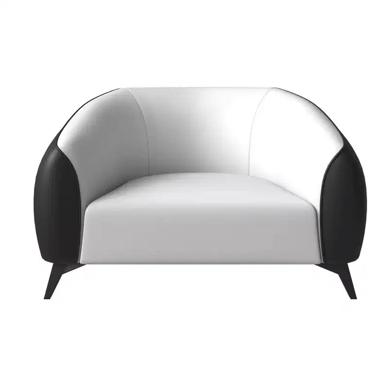 Fauteuil accent en cuir une place avec pieds en acier inoxydable, noir/blanc
