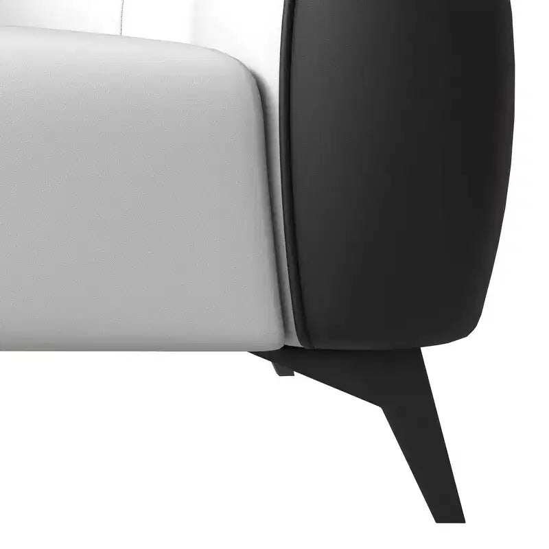 Fauteuil accent en cuir une place avec pieds en acier inoxydable, noir/blanc