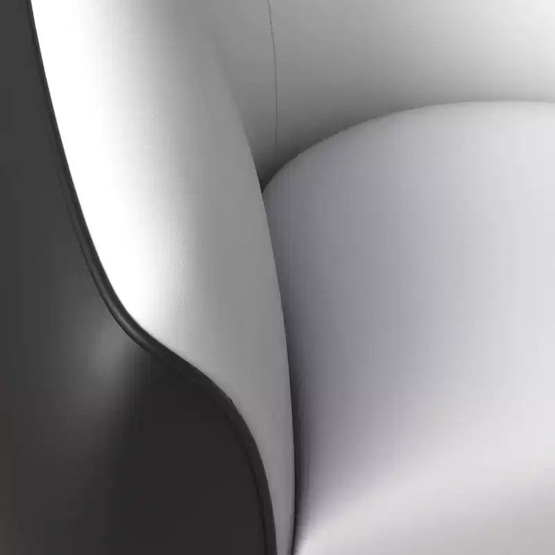 Fauteuil accent en cuir une place avec pieds en acier inoxydable, noir/blanc