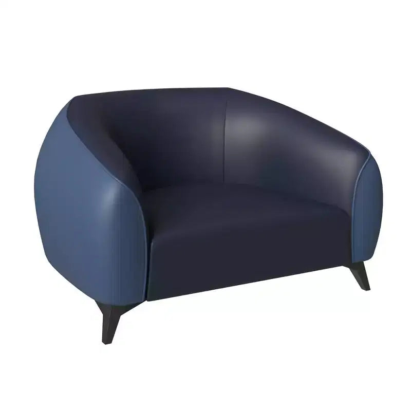 Fauteuil accent en cuir une place avec pieds en acier inoxydable, noir/blanc