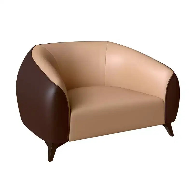 Fauteuil accent en cuir une place avec pieds en acier inoxydable, noir/blanc