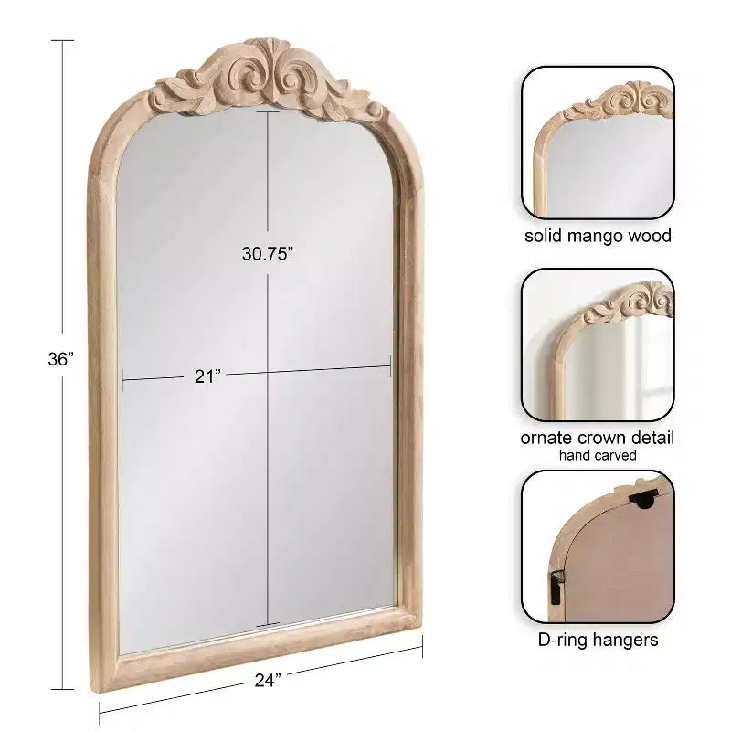 Miroir arche en bois Arendahl 24x36