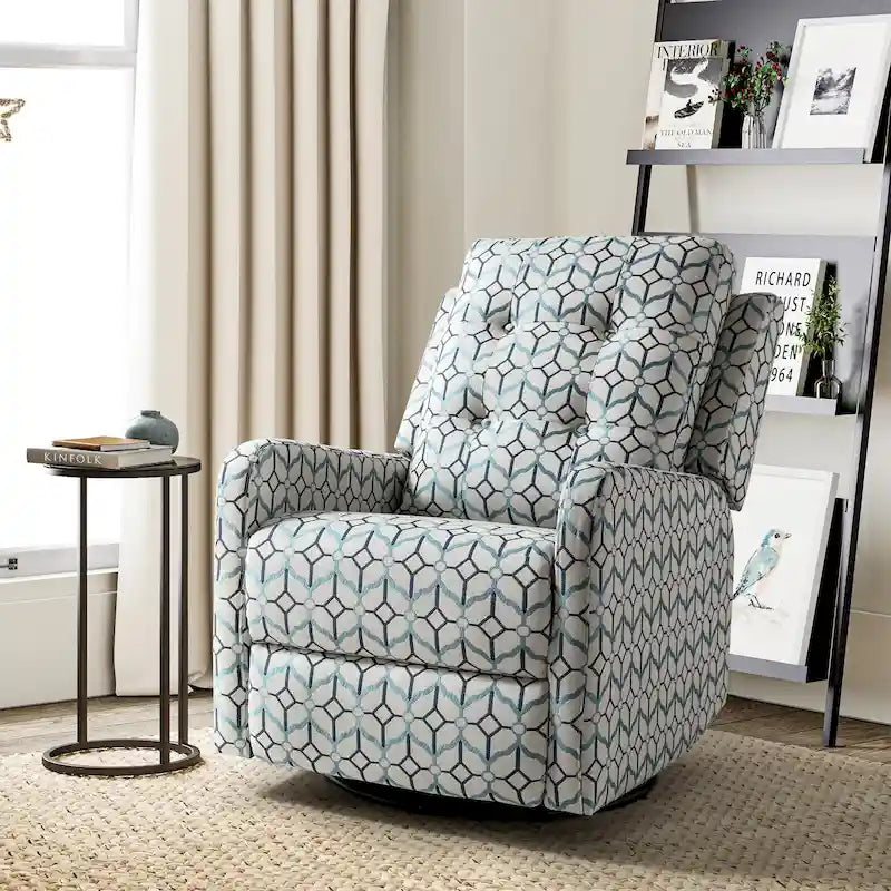 Fauteuil inclinable pivotant manuel Arlette Contemporary Floral avec dossier capitonné