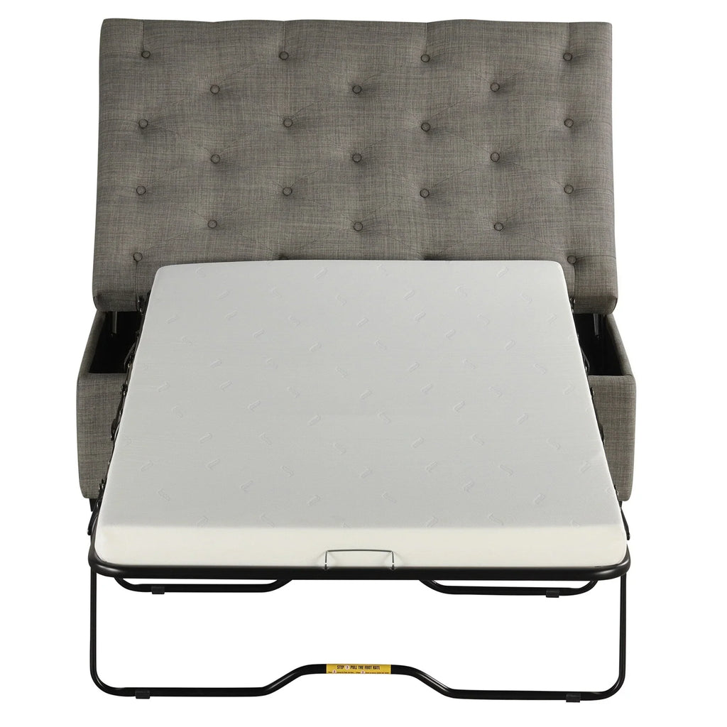 Pouf lit pliant, pouf de 126 cm avec lit pliant, pouf-lit convertible avec matelas à mémoire de forme et design capitonné