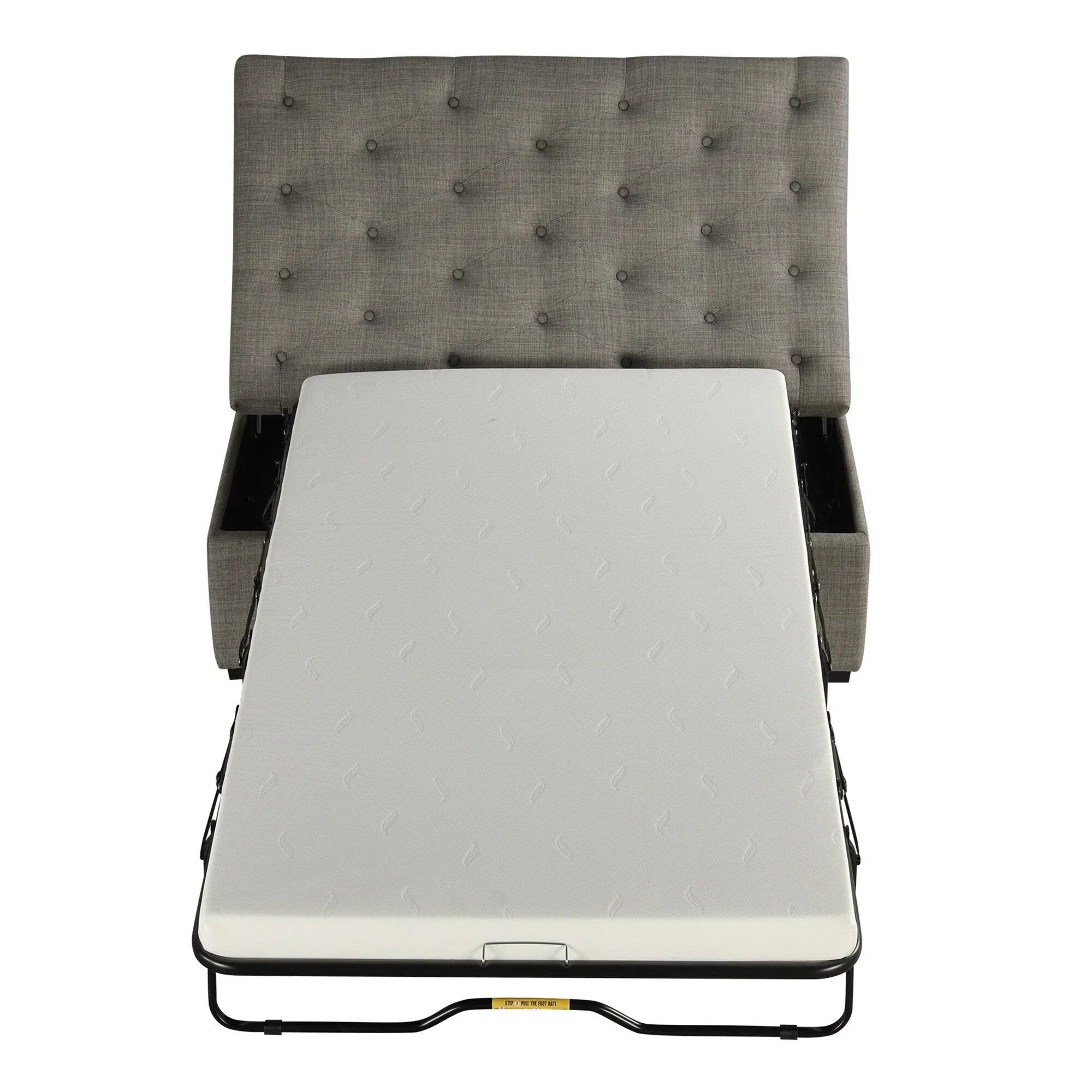 Pouf lit pliant, pouf de 126 cm avec lit pliant, pouf-lit convertible avec matelas à mémoire de forme et design capitonné