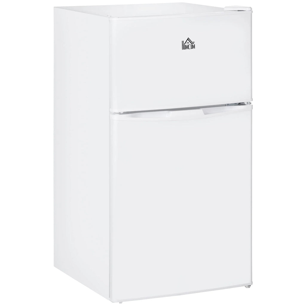 Mini-réfrigérateur HOMCOM à deux portes avec congélateur, réfrigérateur compact de 3,2 pi³ avec étagère réglable, thermostat réglable
