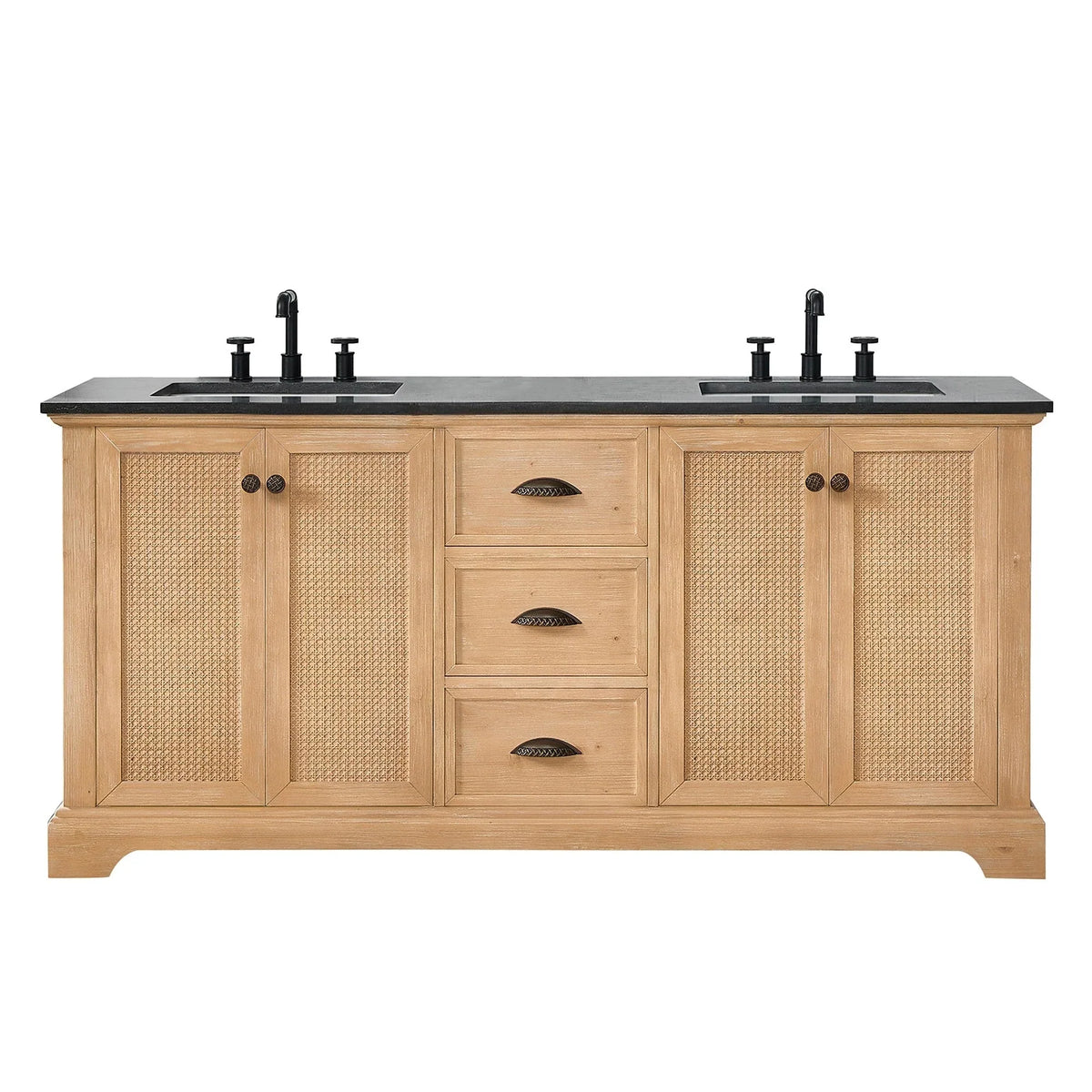 Meuble sous-vasque Hervas avec plateau en marbre naturel, sans miroir