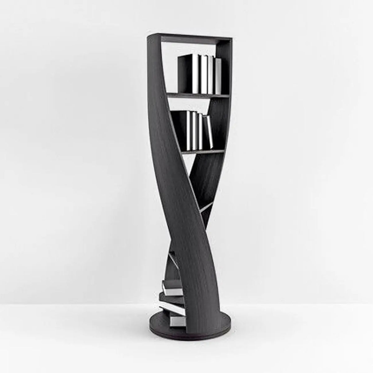 Bibliothèque verticale contemporaine en bois à 5 niveaux Hourglass