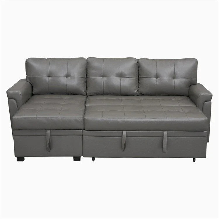 Canapé d'angle réversible convertible avec lit gigogne, méridienne de rangement et pieds durables